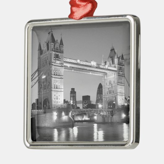 Black White London Tower Bridge Metalen Ornament (Links)