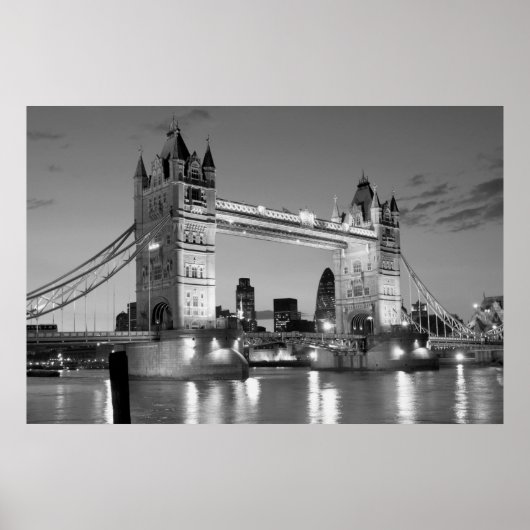 Black White London Tower Bridge Poster (Voorkant)