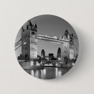 Black White London Tower Bridge Ronde Button 5,7 Cm