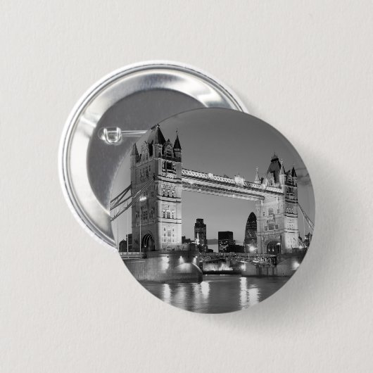 Black White London Tower Bridge Ronde Button 5,7 Cm (Voorkant /achterkant)