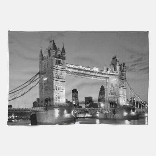 Black White London Tower Bridge Theedoek (Horizontaal)