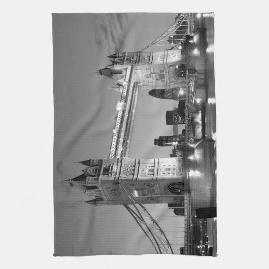 Black White London Tower Bridge Theedoek (Verticaal)