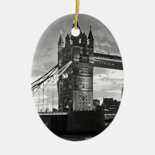 Black White London Tower Bridge Verenigd Koninkrij Keramisch Ornament
