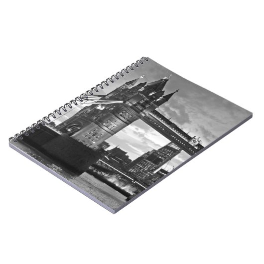 Black White London Tower Bridge Verenigd Koninkrij Notitieboek (Linkerzijde)
