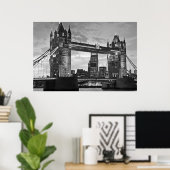 Black White London Tower Bridge Verenigd Koninkrij Poster (Thuiskantoor)