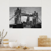 Black White London Tower Bridge Verenigd Koninkrij Poster (Keuken)