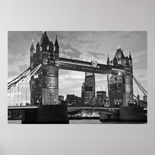 Black White London Tower Bridge Verenigd Koninkrij Poster (Voorkant)