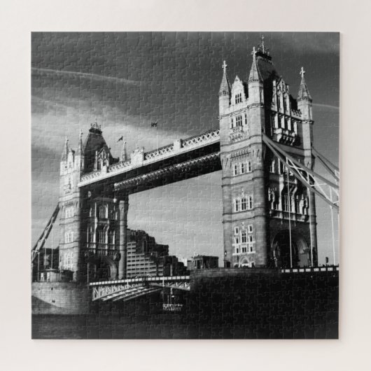 Black White LondonTower Bridge Art Travel Legpuzzel (Horizontaal)