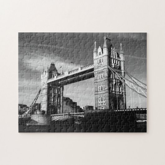 Black White LondonTower Bridge Art Travel Legpuzzel (Horizontaal)