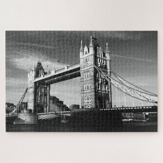 Black White LondonTower Bridge Art Travel Legpuzzel (Horizontaal)