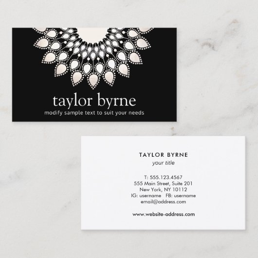 Black White Lotus Flower Mandala Visitekaartje (Voorkant / Achterkant)