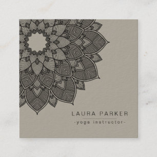 Black White Lotus Mandala Yoga Instructor Holistic Vierkante Visitekaartje
