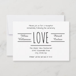 Black/White Love - 3x5 Reception Invitation Kaart