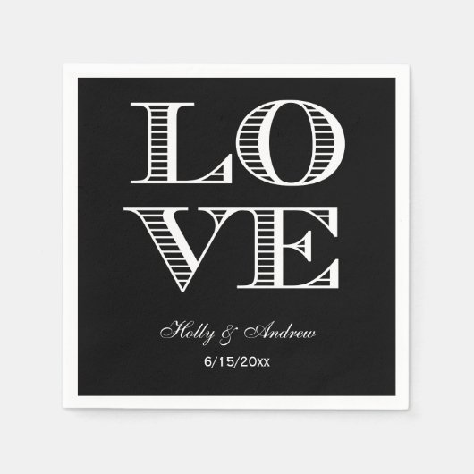 Black, White LOVE Napkins Servetten (Voorkant)