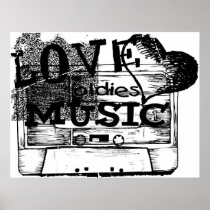 Black, White  Love oldies muziekPoster Poster