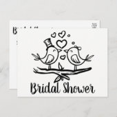 Black White Lovebirds bruids douche uitnodiging (Voorkant / Achterkant)