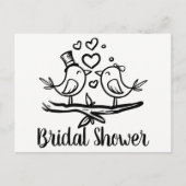 Black White Lovebirds bruids douche uitnodiging (Voorkant)