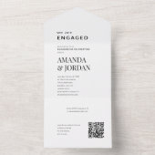  Black & White Luxe Minimalist Engagement  All In One Uitnodiging (Binnen)