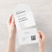  Black & White Luxe Minimalist Engagement  All In One Uitnodiging (Afscheurbaar)