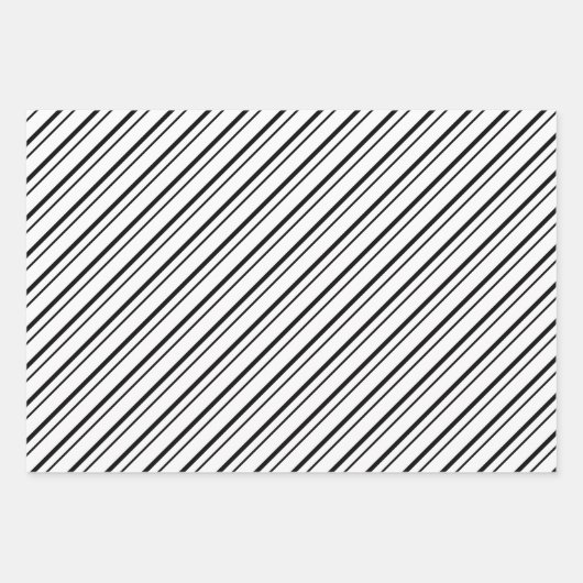Black & White Luxurious & Chic Stripes Inpakpapier Vel (Voorkant 3)