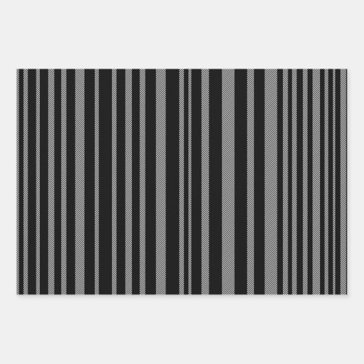 Black & White Luxurious & Chic Stripes Inpakpapier Vel (Voorkant 2)