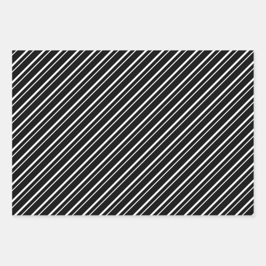 Black & White Luxurious & Chic Stripes Inpakpapier Vel (Voorkant)