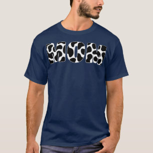 Black White Ma Koe Print Animal Patroon T-shirt