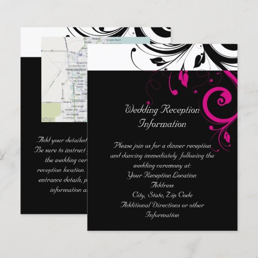 Black White Magenta Reverse Swirl Reception Flyer (Voorkant / Achterkant)