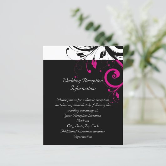 Black White Magenta Reverse Swirl Reception Flyer (Staand voorkant)