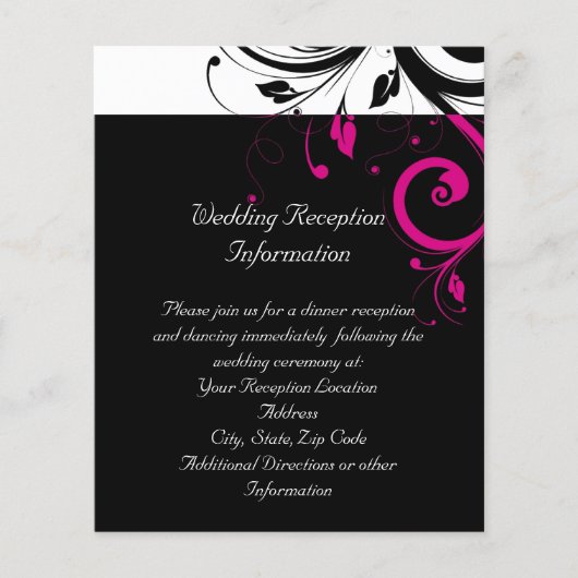 Black White Magenta Reverse Swirl Reception Flyer (Voorkant)