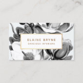 Black White Magnolia Botanical Visitekaartje (Voorkant)