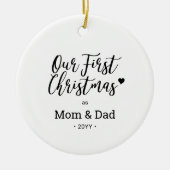 Black & White mam Pap Eerste kerstfoto Orname Keramisch Ornament (Voorkant)