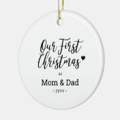 Black & White mam Pap Eerste kerstfoto Orname Keramisch Ornament (Links)