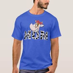 Black White mama Koe print Cowboy Animal Pattern M T-shirt