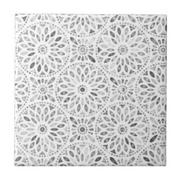 Black White Mandala Pattern Abstract Artistic Tegeltje