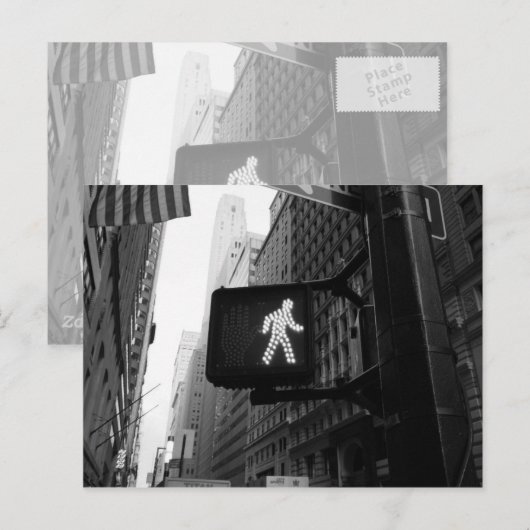 Black White Manhattan New York Walk Sign Briefkaart (Voorkant / Achterkant)