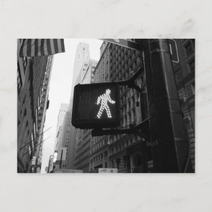Black White Manhattan New York Walk Sign Briefkaart