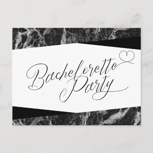 Black White Marble Bachelorette Briefkaart (Voorkant)