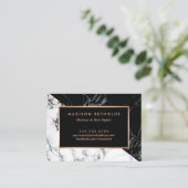 Black White Marble Beauty Salon Aftercare Kaart Visitekaartje (Staand voorkant)