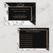 Black White Marble Beauty Salon Aftercare Kaart Visitekaartje (Voorkant / Achterkant)