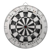 Black & White Marble Classic Custom Name & Message Dartbord (Voorkant)
