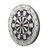 Black & White Marble Classic Custom Name & Message Dartbord (Voorkant Rechts)