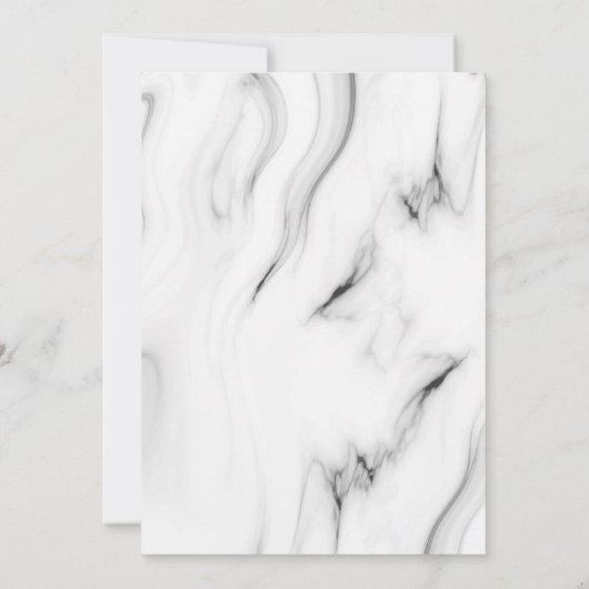 Black White Marble Elegant Script Wedding Invite Kaart (Achterkant)