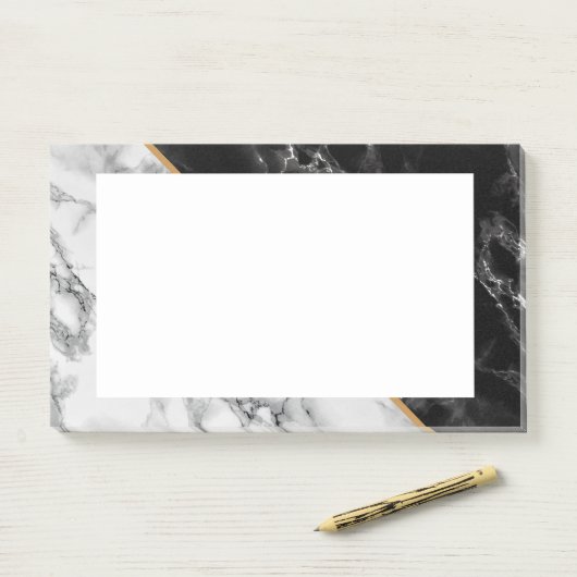 Black White Marble Framed Post Post-it® Notes (Op bureau)