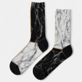 Black White Marble Gold Line Socks Modern Sokken (Links)