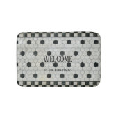 Black White Marble Hexagon Farmhouse Bathroom Badmat (Voorkant)