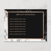 Black White Marble Makeup Artist Aftercare Kaart (Achterkant)