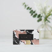 Black white marble roos gold block event planner visitekaartje (Staand voorkant)