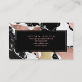 Black white marble roos gold block event planner visitekaartje (Achterkant)