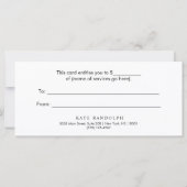 Black White marble Salon Gift Certificate (Achterkant)